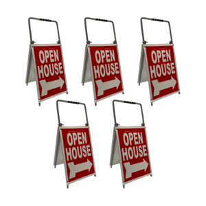 Open House Sign Metal A-Frame - 5 Pack - Mini - Red