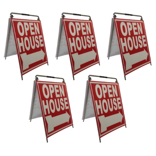 Open House Sign Metal A-Frame - 5 Pack - MOD - Red