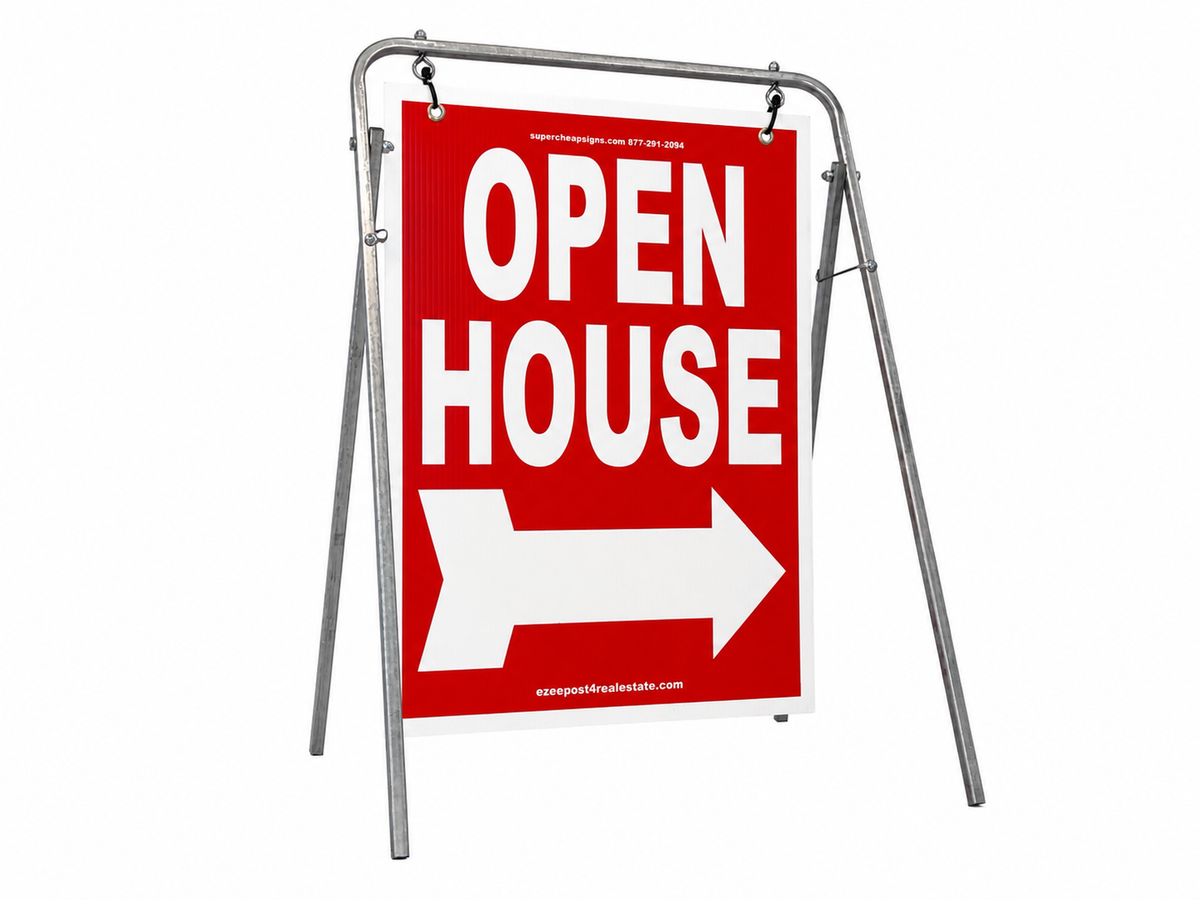 Open House Sign Metal A-Frame Kit - 5 Pack - Swinger - Red - EZee Post
