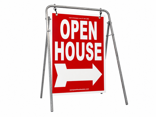 Open House Sign Metal A-Frame Kit - 5 Pack - Swinger - Red - EZee Post