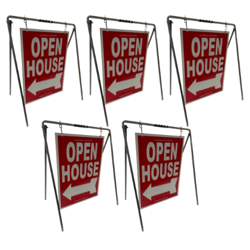 Open House Sign Metal A-Frame Kit - 5 Pack - Swinger - Red