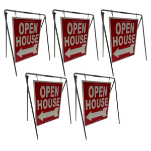 Open House Sign Metal A-Frame Kit - 5 Pack - Swinger - Red