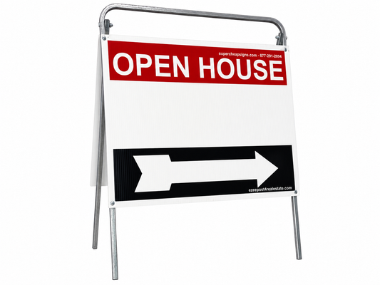 Open House Sign Metal A-Frame Kit - 5-Pack - Red/White/Black - EZee Post