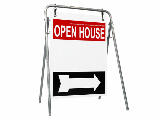 Open House Sign Metal A-Frame Kit - 5 Pack - Swinger - Red/White/Black - EZee Post