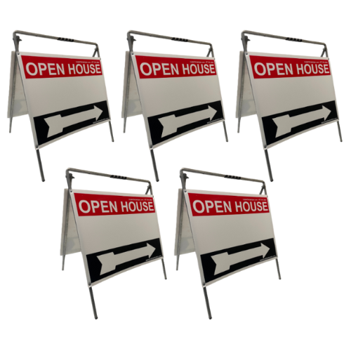 Open House Sign Metal A-Frame Kit - 5-Pack - Red/White/Black