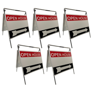 Open House Sign Metal A-Frame Kit - 5-Pack - Red/White/Black