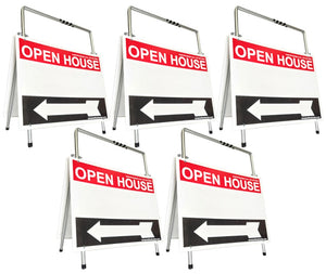 Open House Sign A-Frame Kit - 5-Pack - Red/White/Black