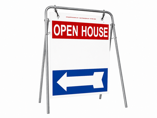 Open House Sign Metal A-Frame Kit - 5 Pack - Swinger - Red/White/Blue - EZee Post