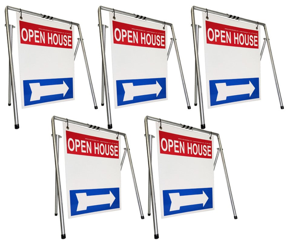 Open House Sign A-Frame Kit - 5 Pack - Swinger - Red/White/Blue