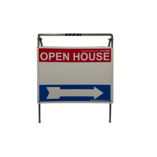 Open House Sign Metal A Frame Kit - 5 Pack - Red/White/Blue