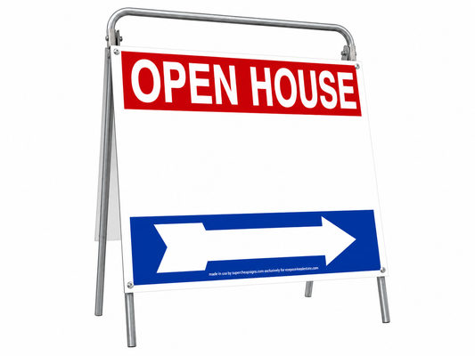 Open House Sign Metal A-Frame Kit - 5 Pack - Red/White/Blue - EZee Post