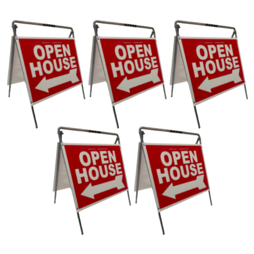 Open House Sign Metal A-Frame Kit - 5 Pack - Red