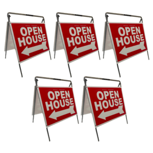 Open House Sign Metal A-Frame Kit - 5 Pack - Red