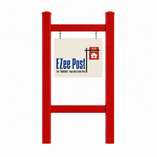 Double 2-Piece Real Estate Sign Post - Red - EZee Post