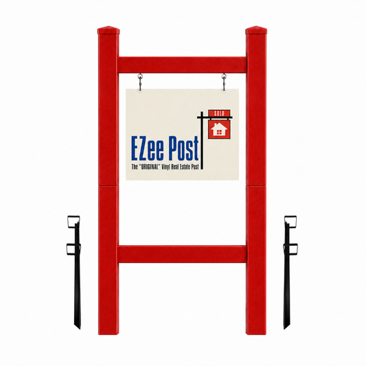 Double 2-Piece Real Estate Sign Post - Red - EZee Post