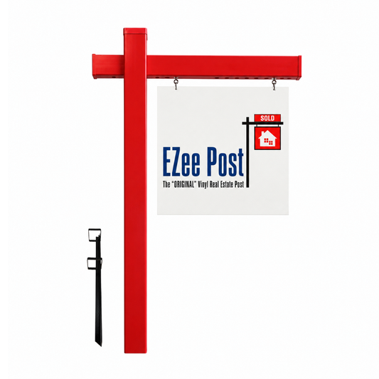 Classic 2-Piece Real Estate Sign Post - Red - EZee Post