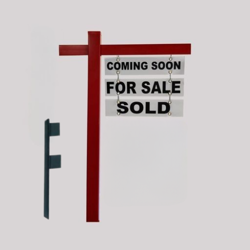 Classic 2-Piece Real Estate Yard Sign Post (Riders Included) - Red