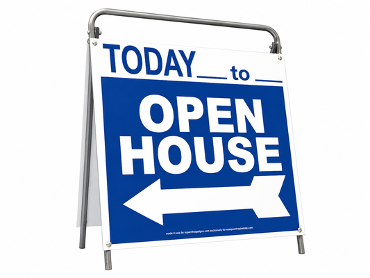 Open House Sign Metal A-Frame Kit - 5 Pack - Today - Blue - EZee Post