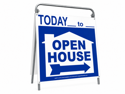 Open House Sign Metal A-Frame Kit - 5 Pack - Today - House Graphic - Blue - EZee Post
