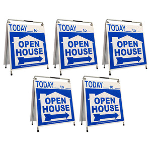 Open House Sign A-Frame Kit - 5 Pack - Today- House Graphic - Blue