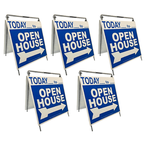 Open House Sign Metal A-Frame Kit - 5 Pack - Today - Blue