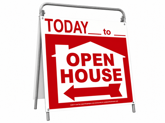 Open House Sign Metal A-Frame Kit - 5 Pack - Today - House Graphic - Red - EZee Post