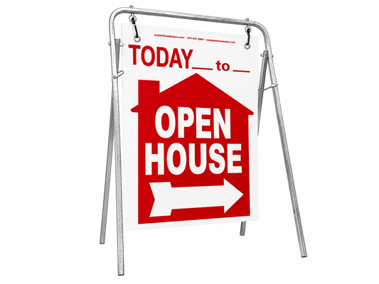 Open House Sign Metal A-Frame Kit - 5 Pack - Today - House Graphic - Swinger - Red - EZee Post