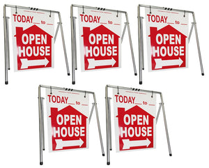 Open House Sign A-Frame Kit - 5 Pack - Today - House Graphic - Swinger- Red