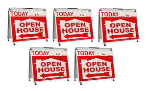 Open House Sign A-Frame Kit - 5 Pack - Today- House Graphic - Red