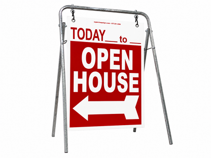 Open House Sign Metal A-Frame Kit - 5 Pack - Today - Swinger - Red - EZee Post