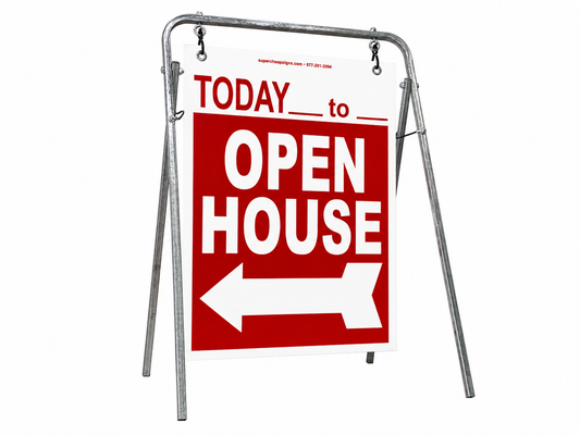 Open House Sign Metal A-Frame Kit - 5 Pack - Today - Swinger - Red - EZee Post