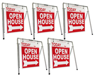 Open House Sign A-Frame Kit - 5 Pack - Today Swinger - Red