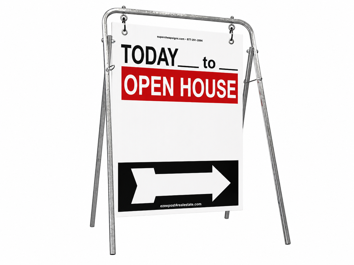 Open House Sign Metal A-Frame Kit - 5 Pack - Swinger - Today - Red/White/Black - EZee Post