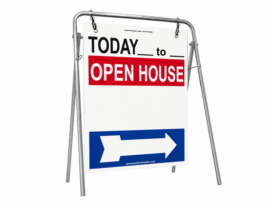 Open House Sign Metal A-Frame Kit - 5 Pack - Today - Swinger - Red/White/Blue - EZee Post