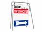Open House Sign Metal A-Frame Kit - 5 Pack - Today - Swinger - Red/White/Blue - EZee Post