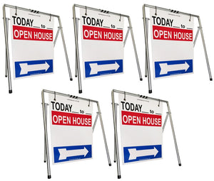 Open House Sign A-Frame Kit - 5 Pack - Today - Swinger - Red/White/Blue