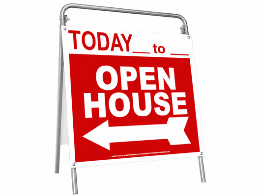 Open House Sign Metal A-Frame Kit - 5 Pack - Today - Red - EZee Post