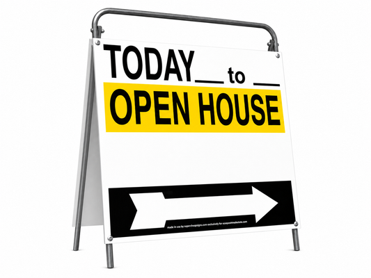 Open House Sign Metal A-Frame Kit - 5 Pack - Today - Yellow/White/Black - EZee Post