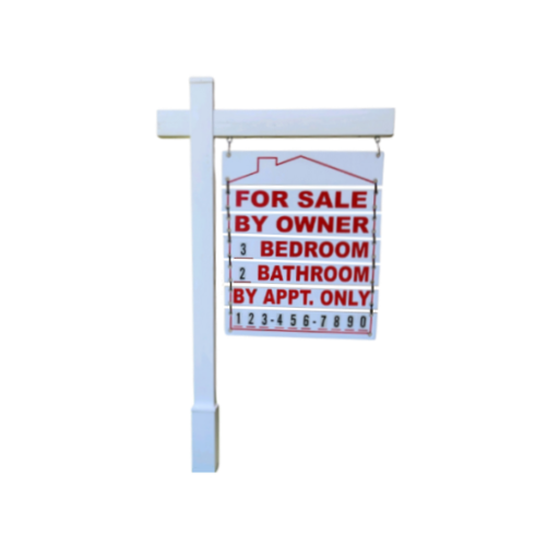 For Sale By Owner Real Estate Sign Post Kit - White