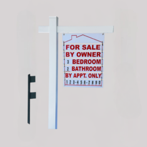 For Sale By Owner 2-Piece Real Estate Sign Post Kit - White