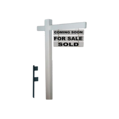 Classic 2-Piece Real Estate Yard Sign Post (Riders Included) - White