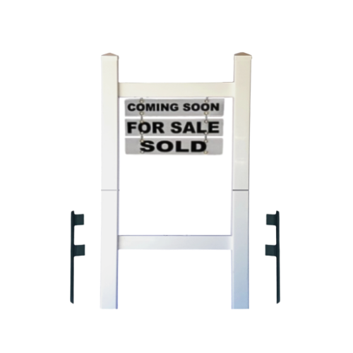 Double Post 2-Piece Real Estate Yard Sign (Riders Included) - White