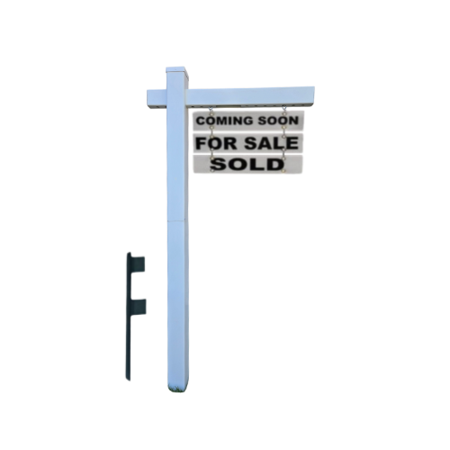 Classic 2-Piece Real Estate Yard Sign Post (Riders Included) - White