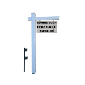 Classic 2-Piece Real Estate Yard Sign Post (Riders Included) - White