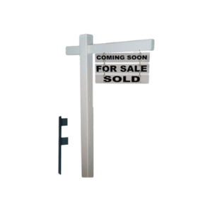 Classic 2-Piece Real Estate Yard Sign Post (Riders Included) - White