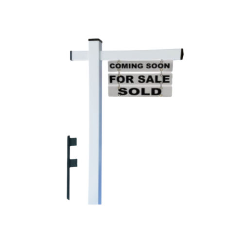 Classic 2-Piece Real Estate Yard Sign Post (Riders Included) - White