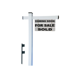 Classic 2-Piece Real Estate Yard Sign Post (Riders Included) - White