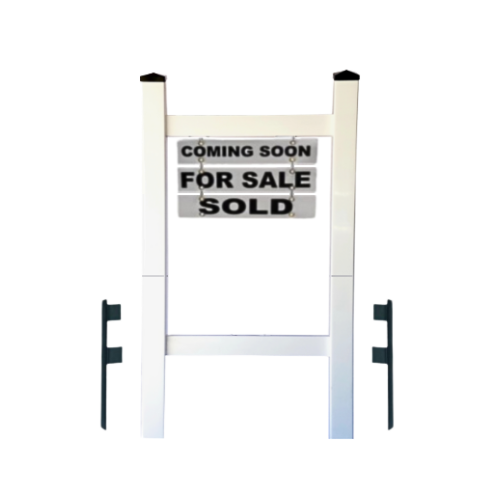 Double Post 2-Piece Real Estate Yard Sign (Riders Included) - White