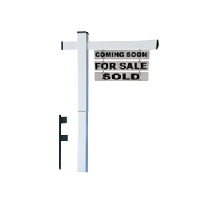Classic 2-Piece Real Estate Yard Sign Post (Riders Included) - White