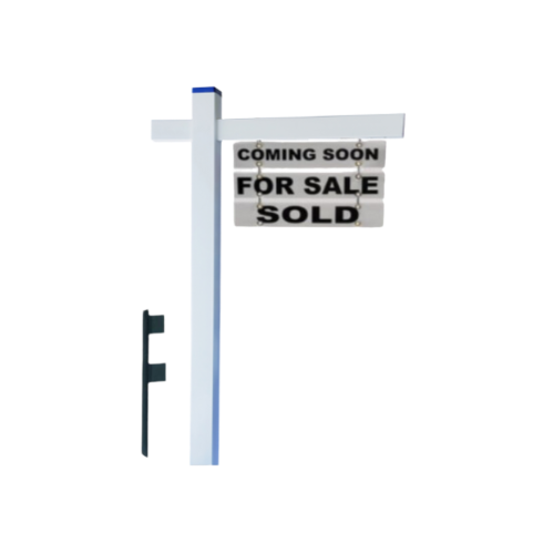 Classic 2-Piece Real Estate Yard Sign Post (Riders Included) - White